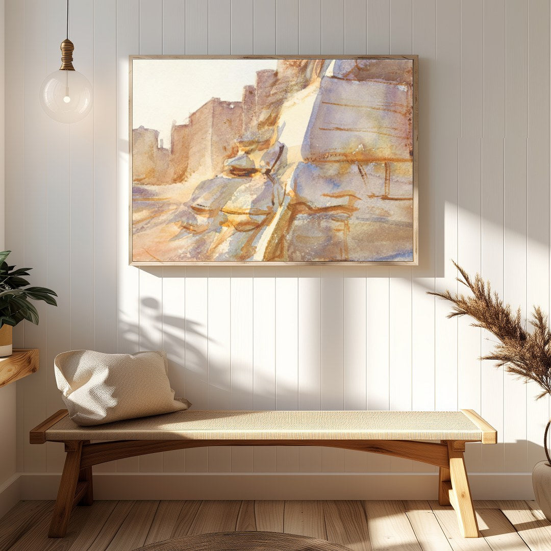 Immerse yourself in the serene beauty of a historic desert scene with warm, earthy tones capturing for Hallway