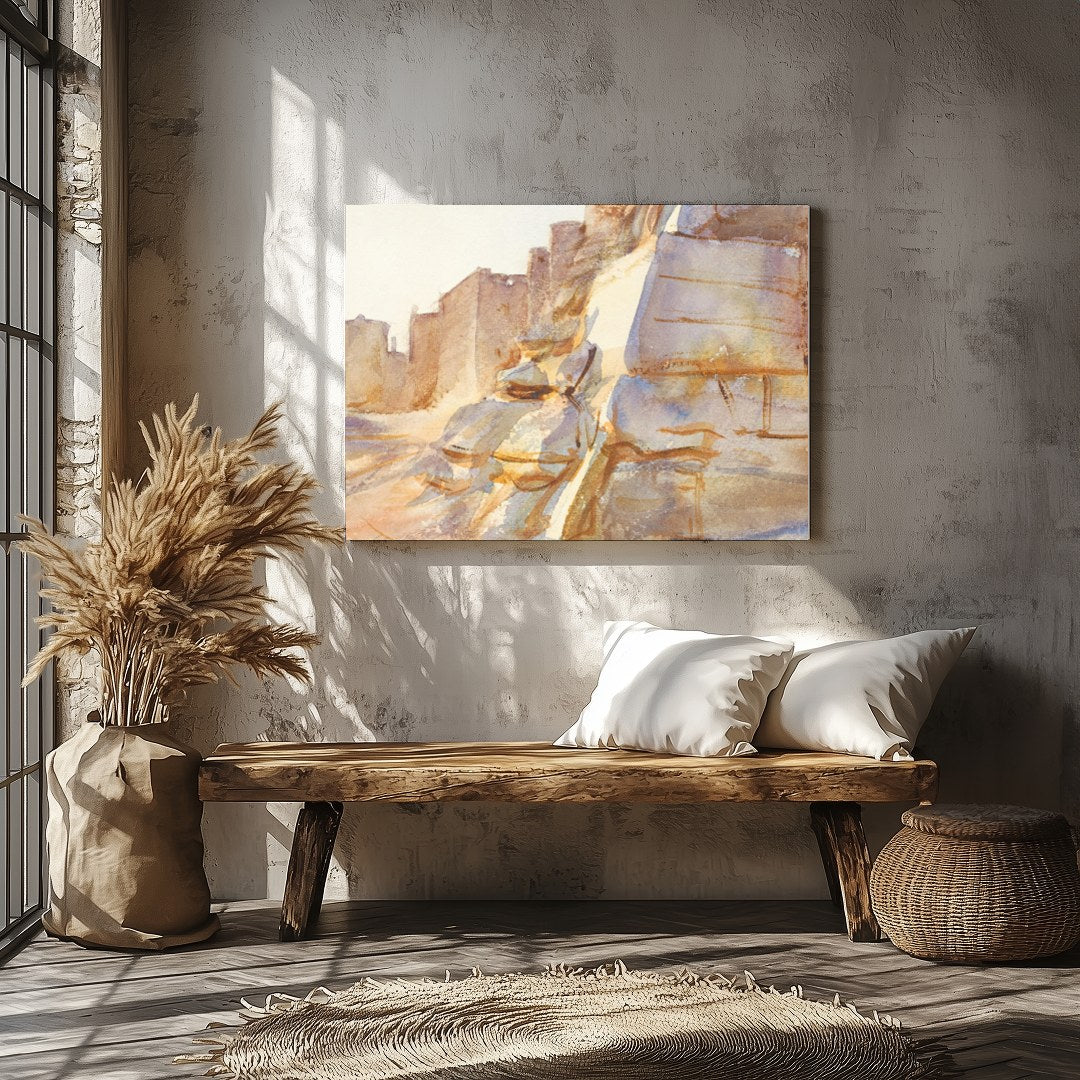 Immerse yourself in the serene beauty of a historic desert scene with warm, earthy tones capturing for Veranda