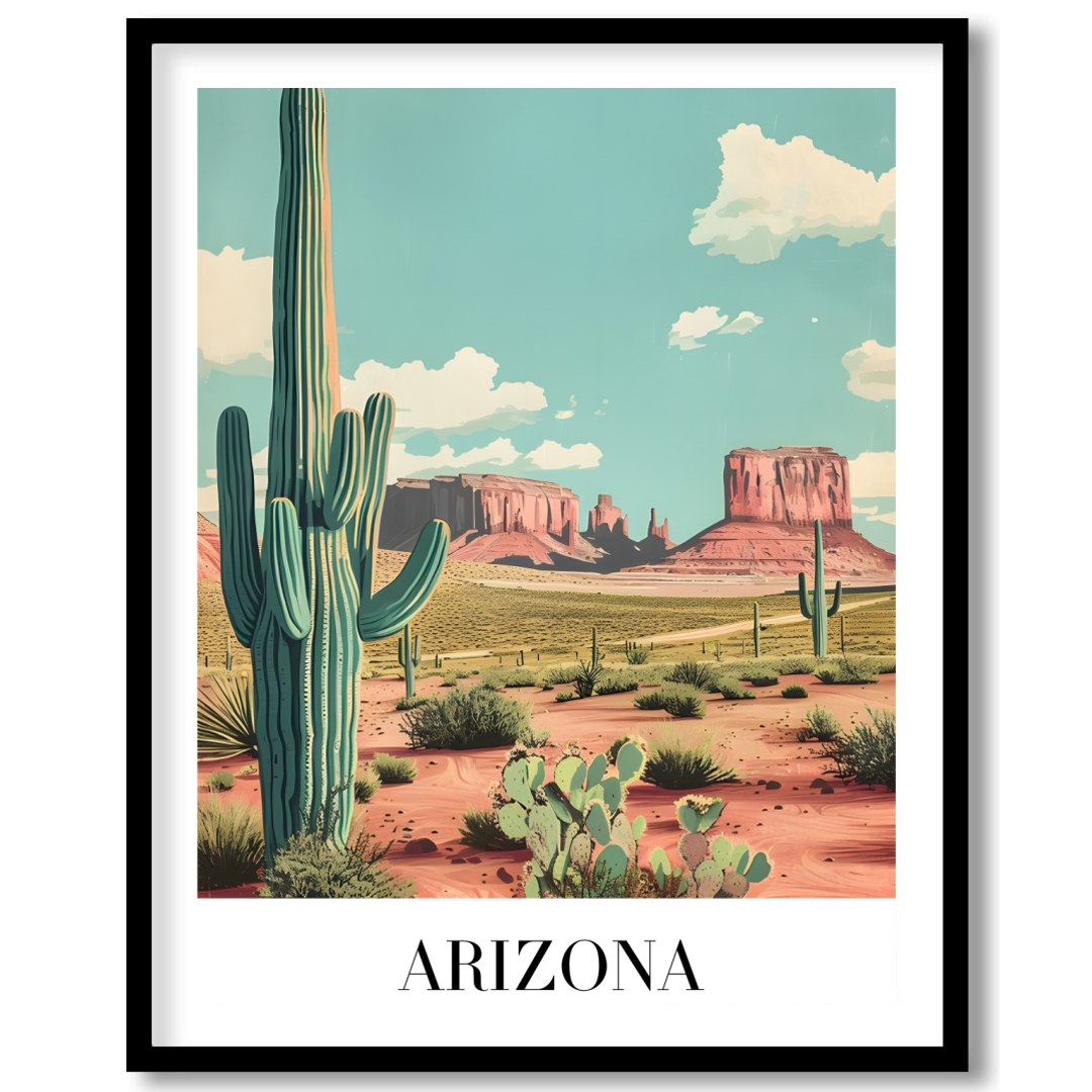 Capture the tranquil beauty of the desert with this stunning landscape artwork. Featuring iconic for interior