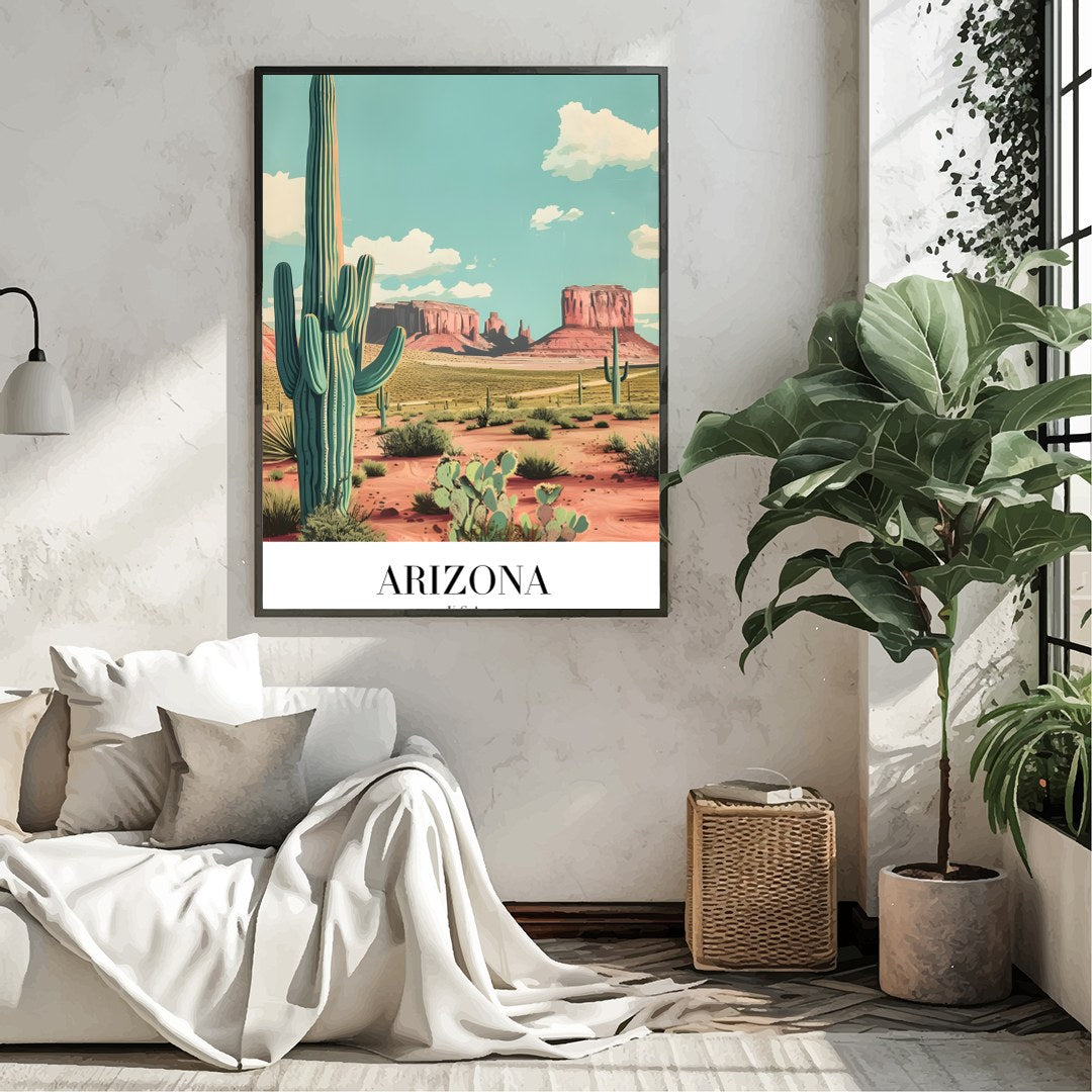 Capture the tranquil beauty of the desert with this stunning landscape artwork. Featuring iconic for Living Room