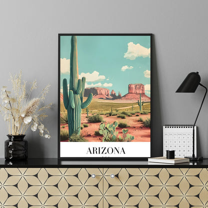 Capture the tranquil beauty of the desert with this stunning landscape artwork. Featuring iconic for Shelf