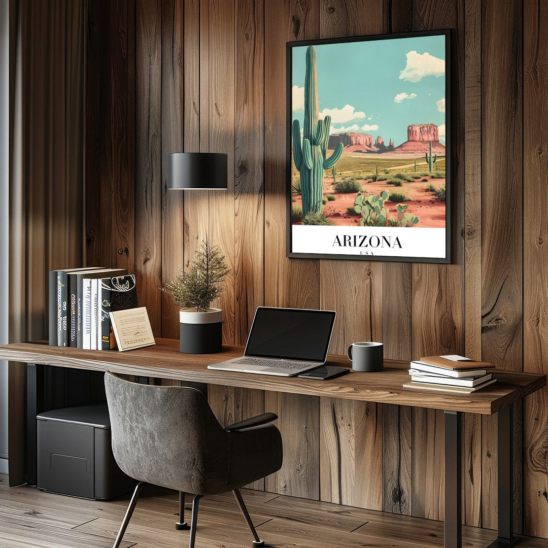 Capture the tranquil beauty of the desert with this stunning landscape artwork. Featuring iconic for Study and Office