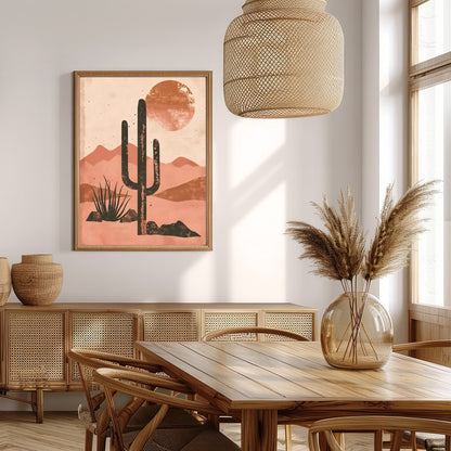 Capture the serene beauty of the desert with this striking artwork. Featuring a bold cactus for Extra Kitchen