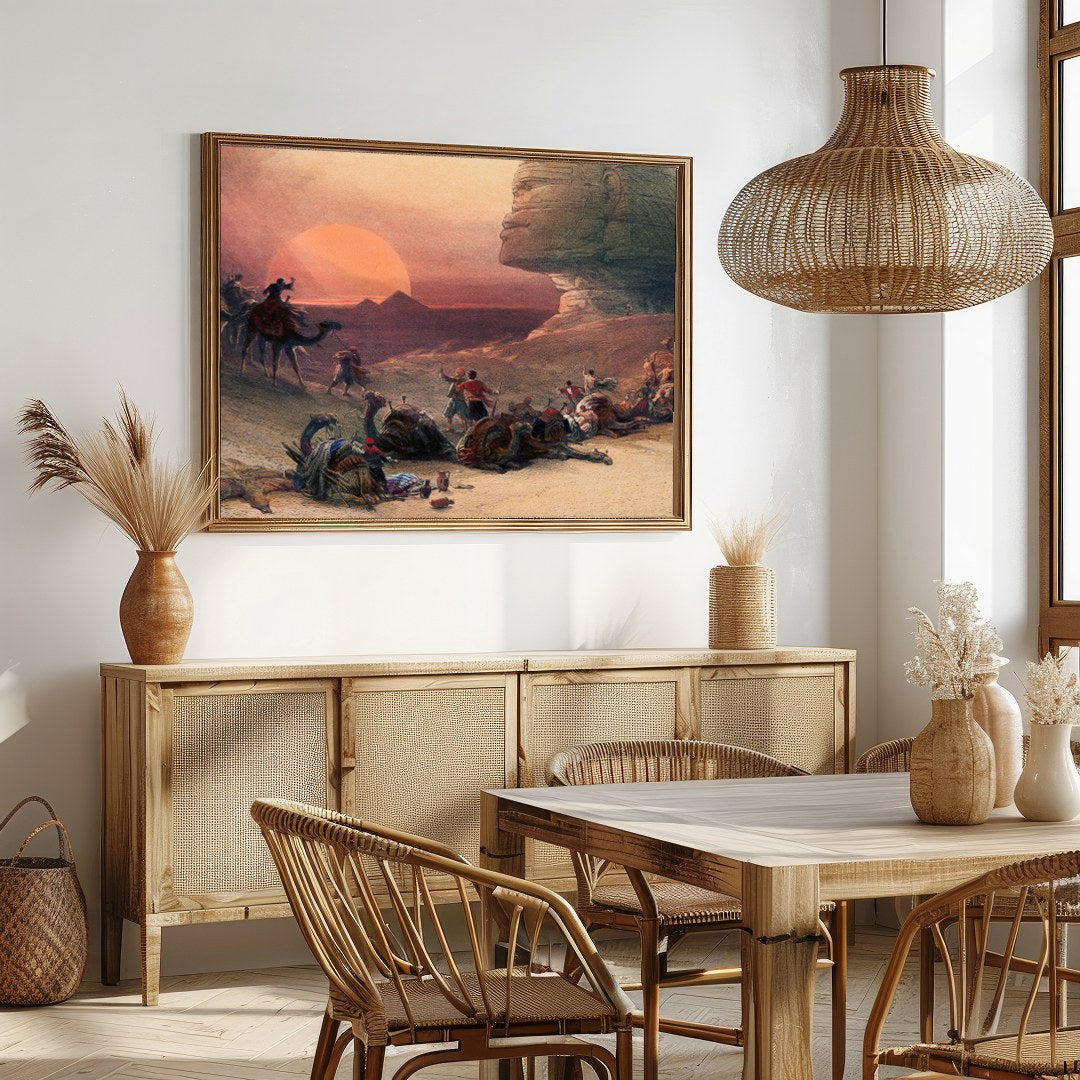 Immerse yourself in the mystique of ancient Egypt with this captivating scene, featuring a tranquil for Dining