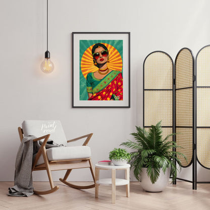 Desi Pop Diva Painting available online at Paint Road for only Desi Pop Diva showing aesthetic attitude and colorful