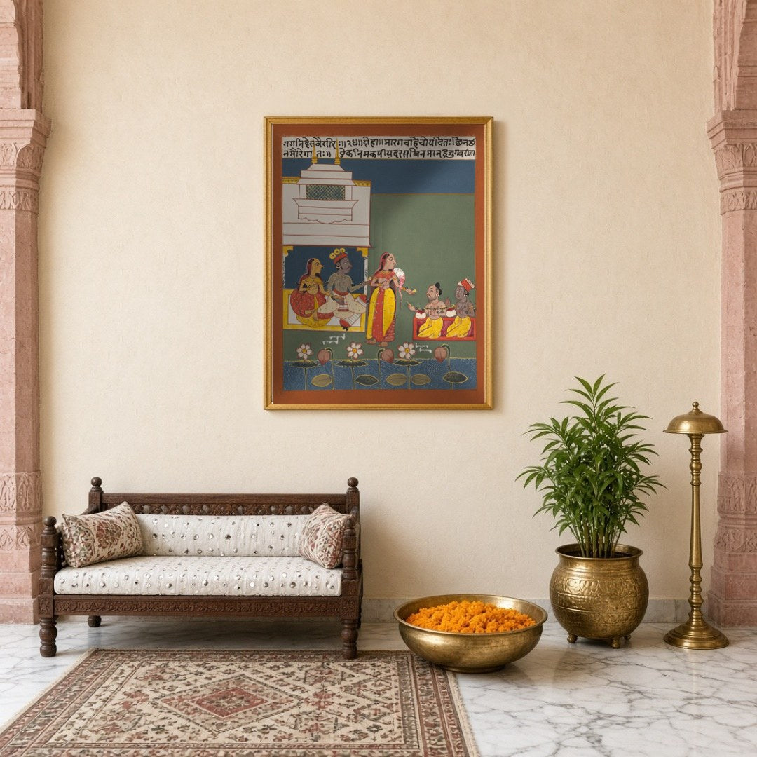 Experience the rich cultural heritage of Indian Miniature Art with this captivating print of Lord for Entrance