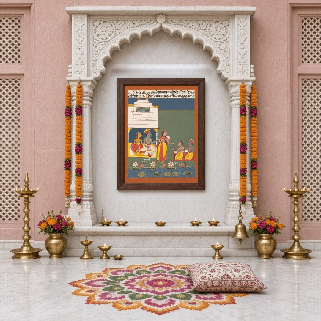 Experience the rich cultural heritage of Indian Miniature Art with this captivating print of Lord for Home Temple