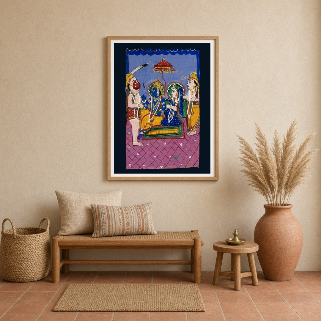 Immerse yourself in this captivating Indian Miniature artwork that beautifully portrays a sacred for Entrance