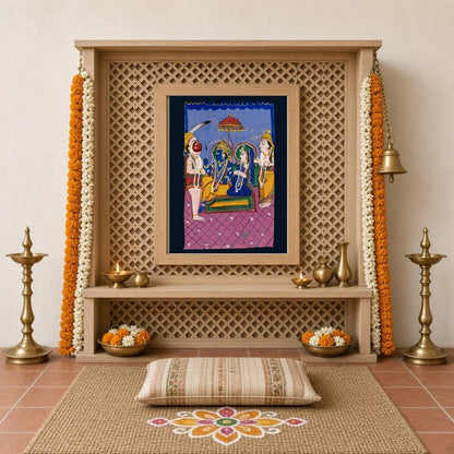 Immerse yourself in this captivating Indian Miniature artwork that beautifully portrays a sacred for Home Temple