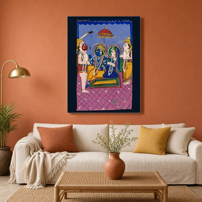 Immerse yourself in this captivating Indian Miniature artwork that beautifully portrays a sacred for Living Room