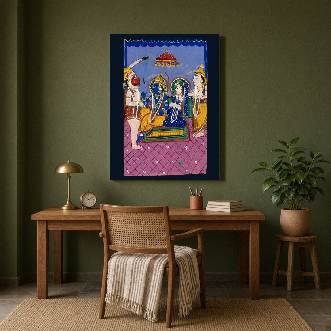 Immerse yourself in this captivating Indian Miniature artwork that beautifully portrays a sacred for Study