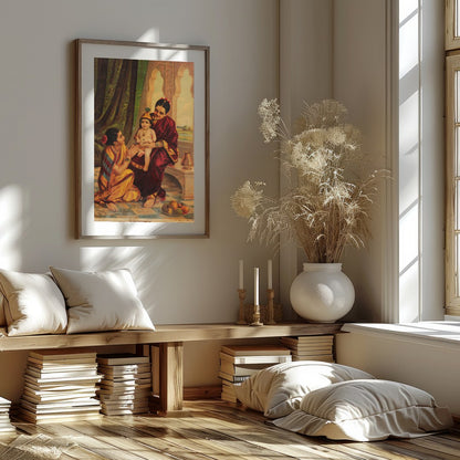 Immerse yourself in the rich cultural heritage of India with this captivating artwork featuring a for abode