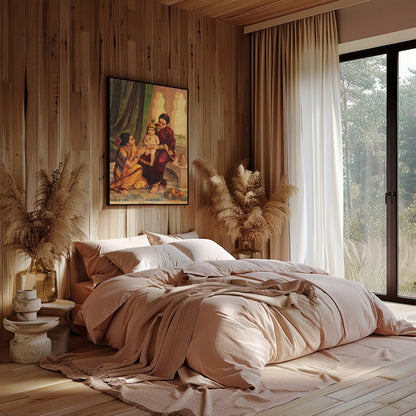Immerse yourself in the rich cultural heritage of India with this captivating artwork featuring a for Bedroom