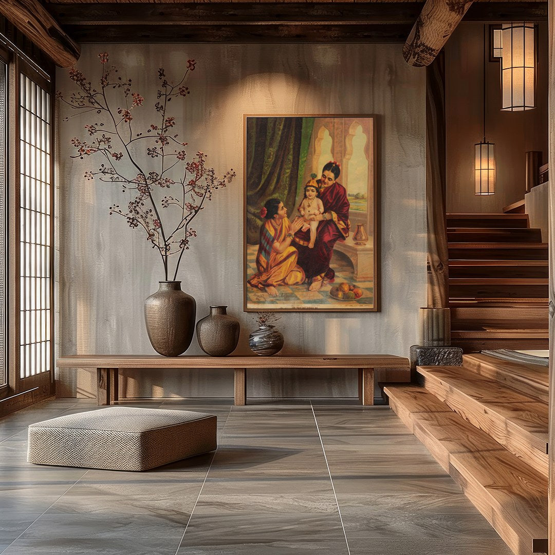 Immerse yourself in the rich cultural heritage of India with this captivating artwork featuring a for Hall