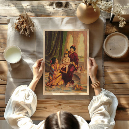 Immerse yourself in the rich cultural heritage of India with this captivating artwork featuring a for Kitchen