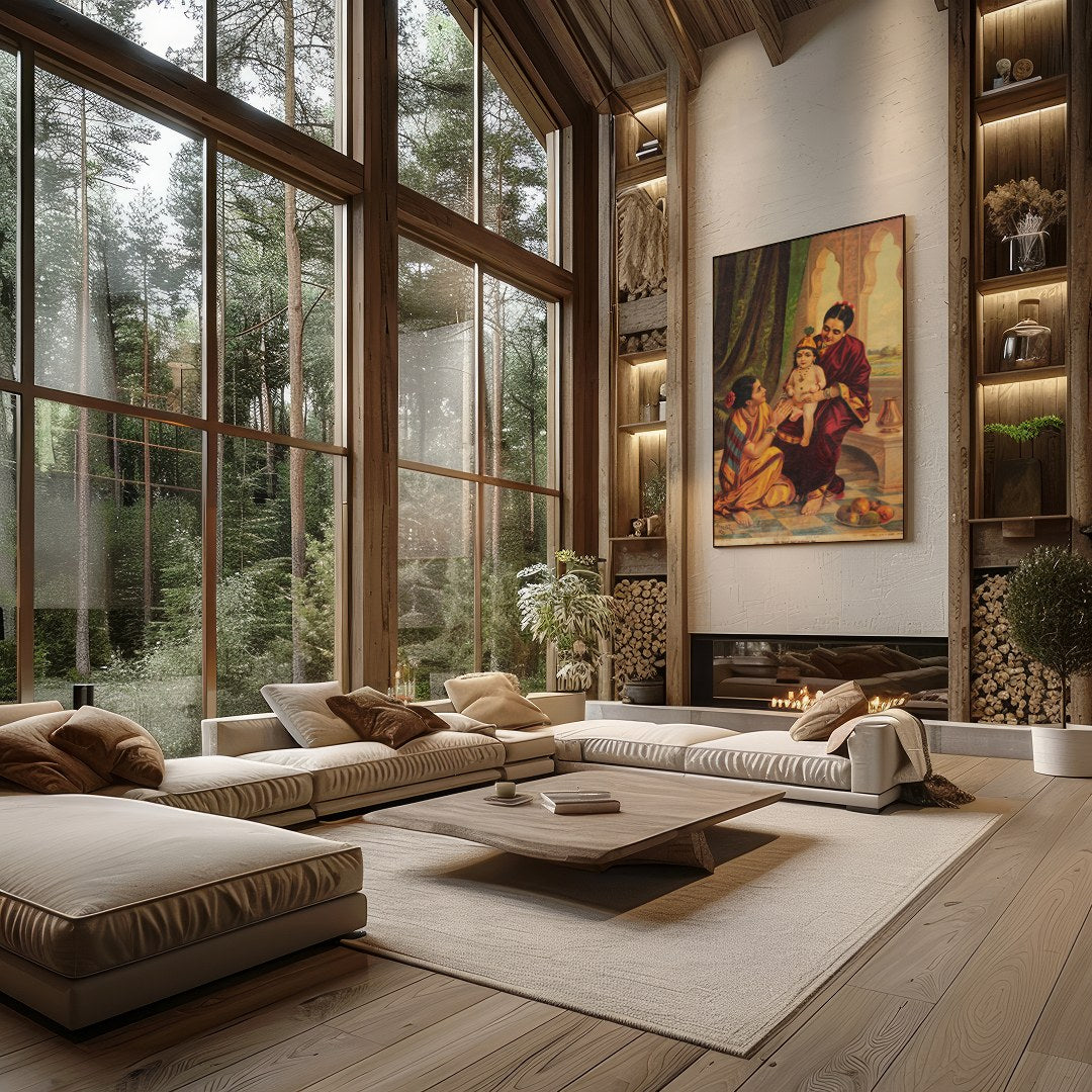 Immerse yourself in the rich cultural heritage of India with this captivating artwork featuring a for Living Room
