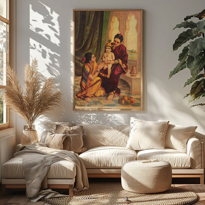 Immerse yourself in the rich cultural heritage of India with this captivating artwork featuring a for Sitting Area