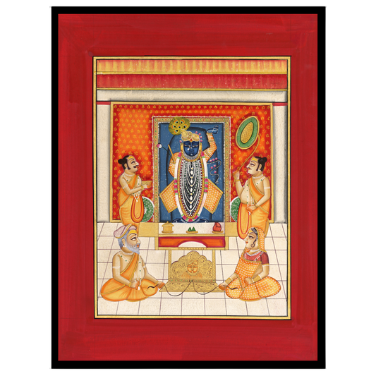 Immerse yourself in the spiritual glow of Krishna's divinity, beautifully captured in this vibrant for house