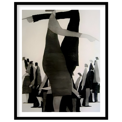 """Divergent Directions"" presents a surreal composition featuring stylized figures pointing in opp… for house