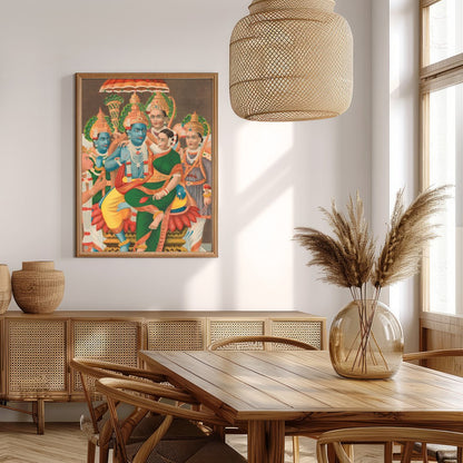 Immerse yourself in the divine with this stunning piece showcasing Vishnu and his consort, for Extra Kitchen