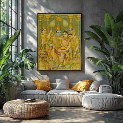 Experience the grandeur of divine royalty with this captivating artwork depicting a serene for Balcony
