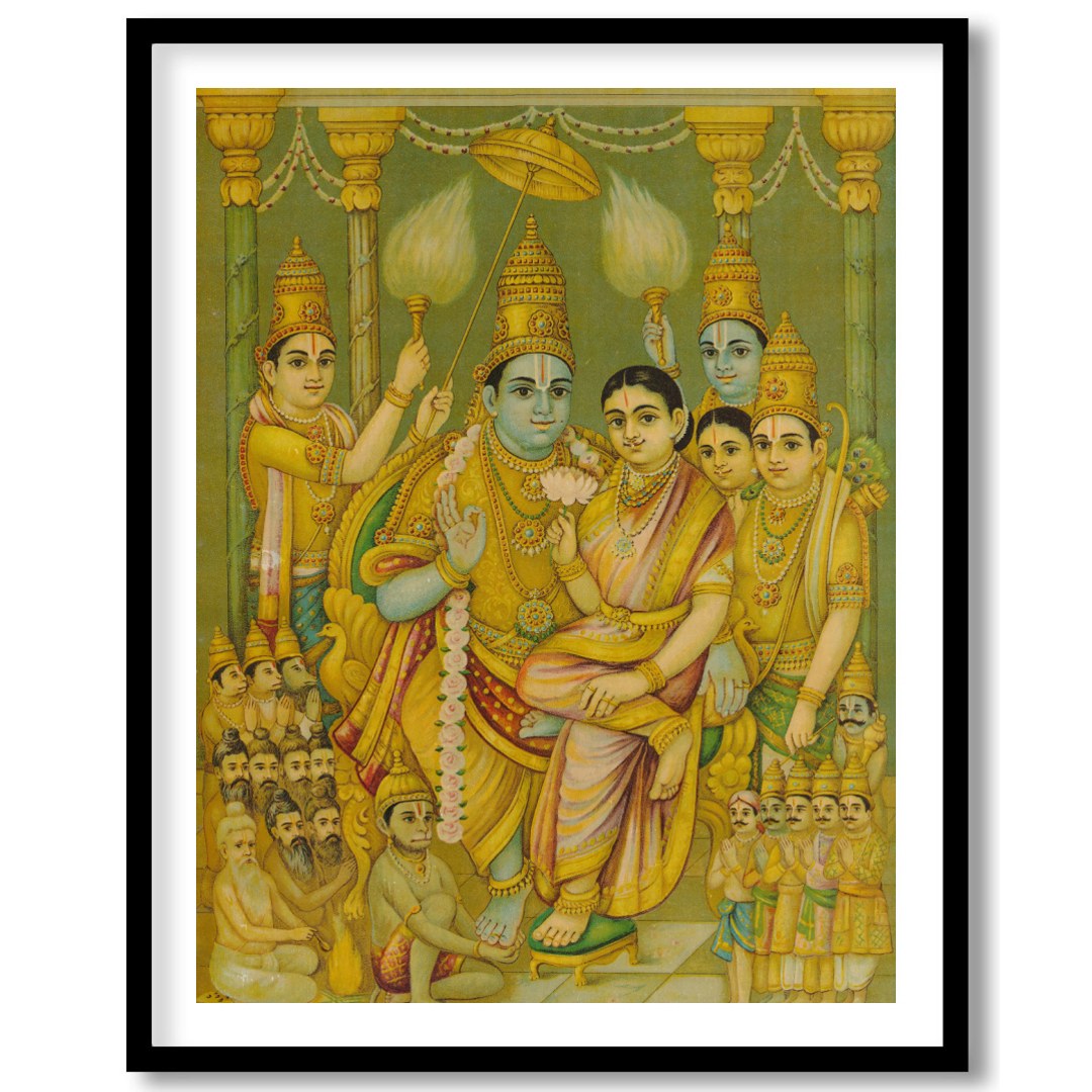 Experience the grandeur of divine royalty with this captivating artwork depicting a serene for sweet-home