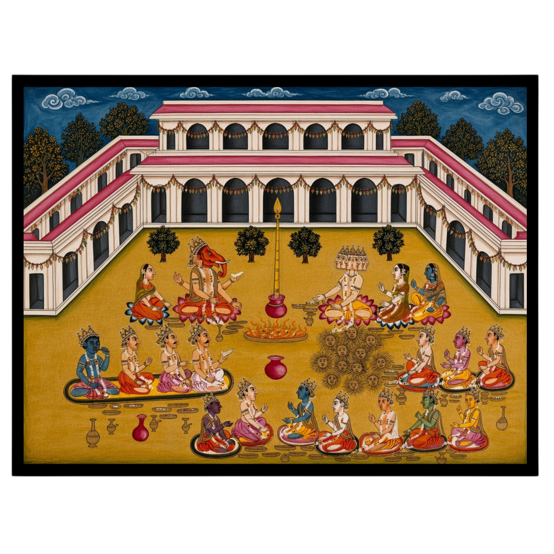 Immerse yourself in the spiritual ambiance of this exquisite artwork, depicting Lord Ganesha and for sweet-home