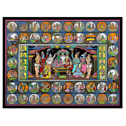 Immerse your space in the sacred aura of Lord Rama’s court with this exquisite Pattachitra artwork. for sweet-home