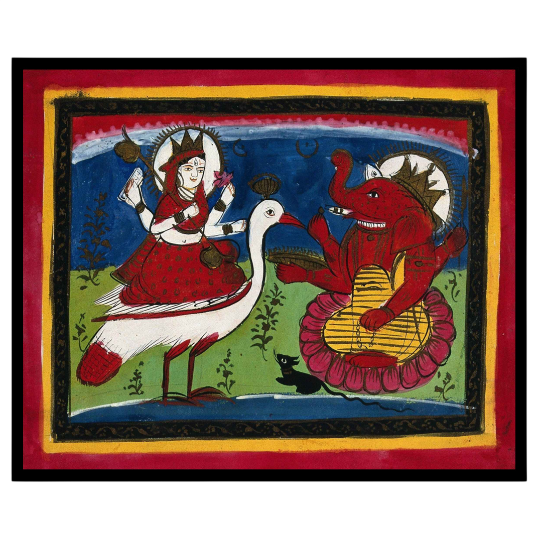 Experience the enchanting blend of grace and prosperity with this captivating Kalighat painting, for office