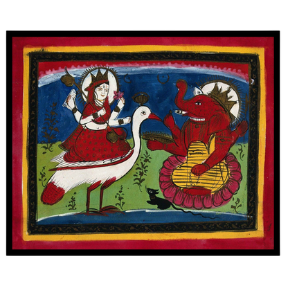 Experience the enchanting blend of grace and prosperity with this captivating Kalighat painting, for office