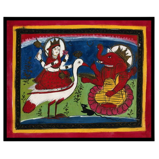 Experience the enchanting blend of grace and prosperity with this captivating Kalighat painting, for office
