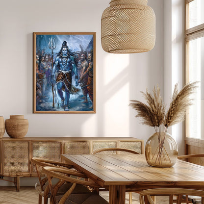 Immerse yourself in the majestic presence of Lord Shiva, captured in a stunning blend of vibrant for Extra Kitchen