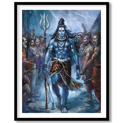 Immerse yourself in the majestic presence of Lord Shiva, captured in a stunning blend of vibrant for home