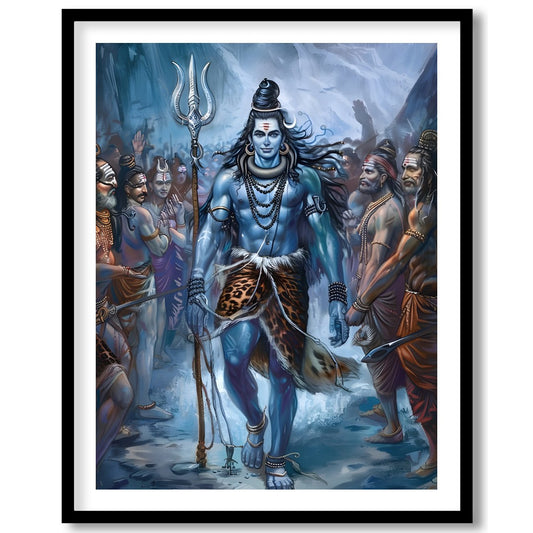 Immerse yourself in the majestic presence of Lord Shiva, captured in a stunning blend of vibrant for home