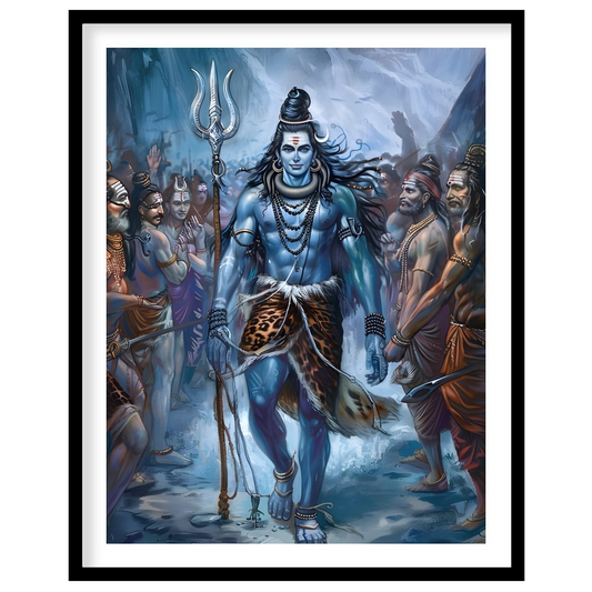 Immerse yourself in the majestic presence of Lord Shiva, captured in a stunning blend of vibrant for home