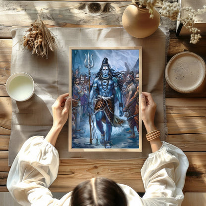 Immerse yourself in the majestic presence of Lord Shiva, captured in a stunning blend of vibrant for Kitchen