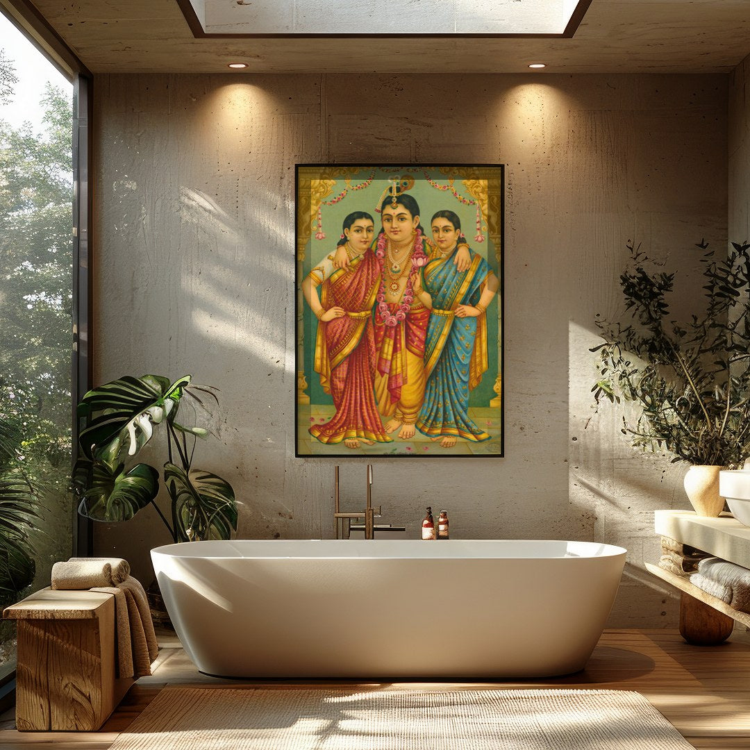 This exquisite piece captures the elegance and spiritual depth of traditional Indian art. With its for Bathroom