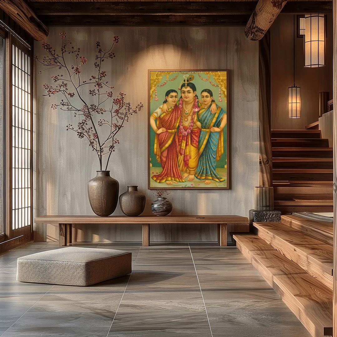 This exquisite piece captures the elegance and spiritual depth of traditional Indian art. With its for Hall