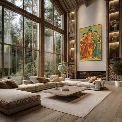 This exquisite piece captures the elegance and spiritual depth of traditional Indian art. With its for Living Room