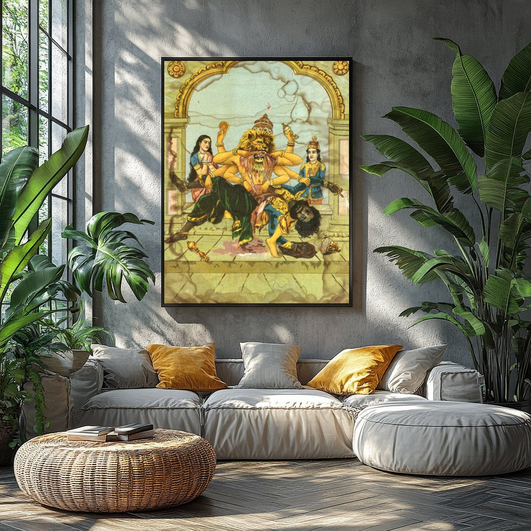Experience the captivating energy of this intricate artwork, depicting a powerful deity in a moment for Balcony