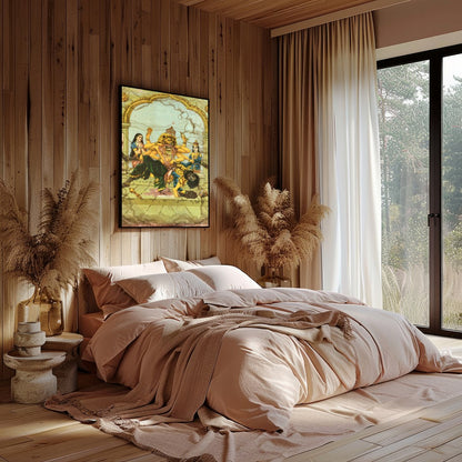 Experience the captivating energy of this intricate artwork, depicting a powerful deity in a moment for Bedroom