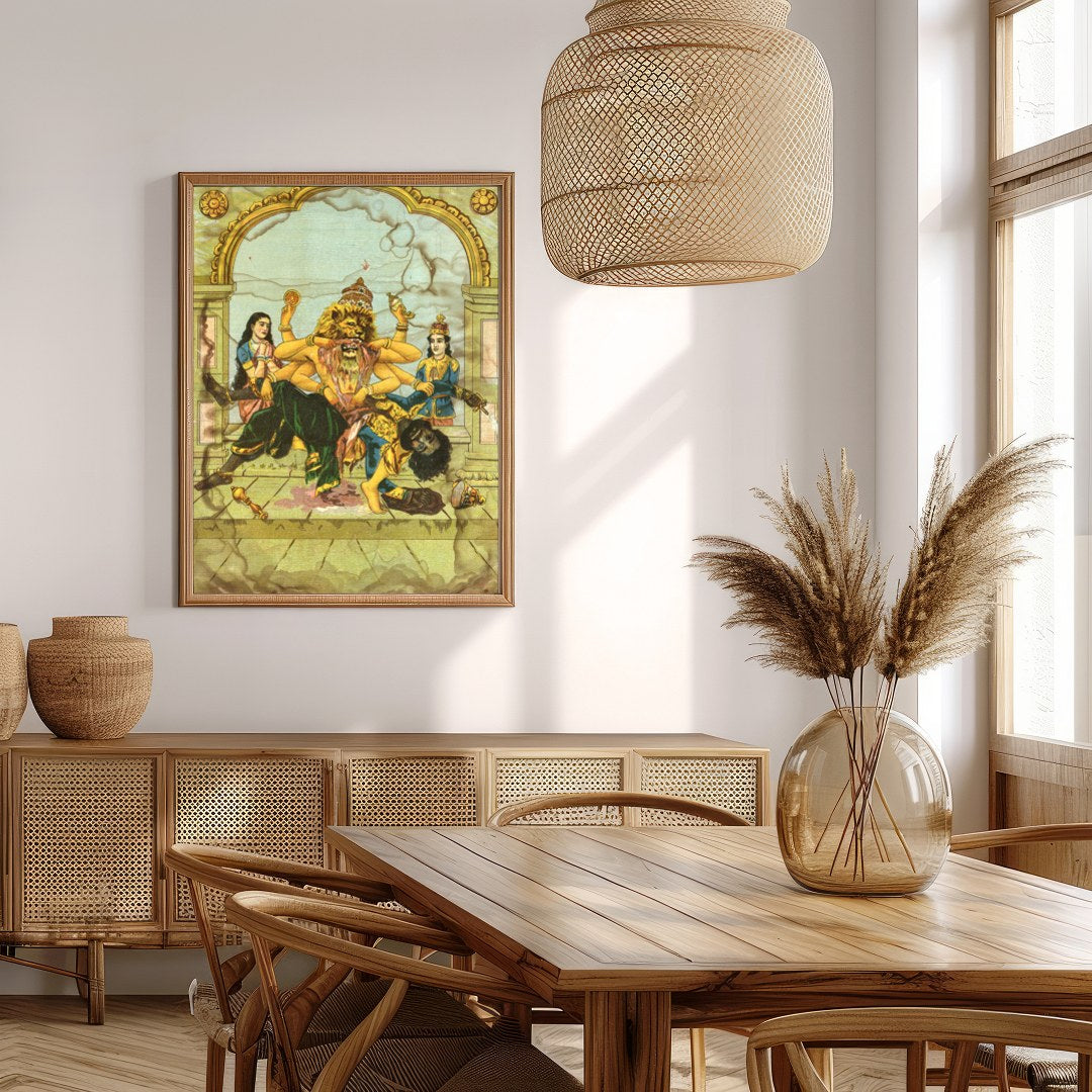 Experience the captivating energy of this intricate artwork, depicting a powerful deity in a moment for Extra Kitchen