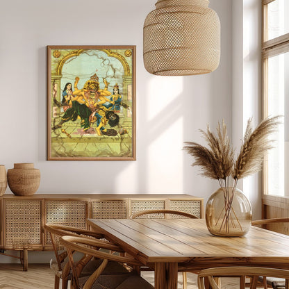 Experience the captivating energy of this intricate artwork, depicting a powerful deity in a moment for Extra Kitchen