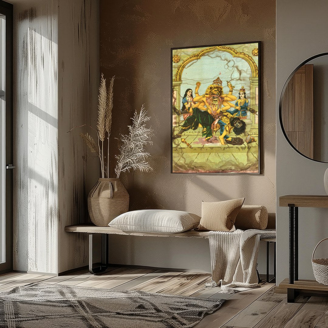 Experience the captivating energy of this intricate artwork, depicting a powerful deity in a moment for kitchen