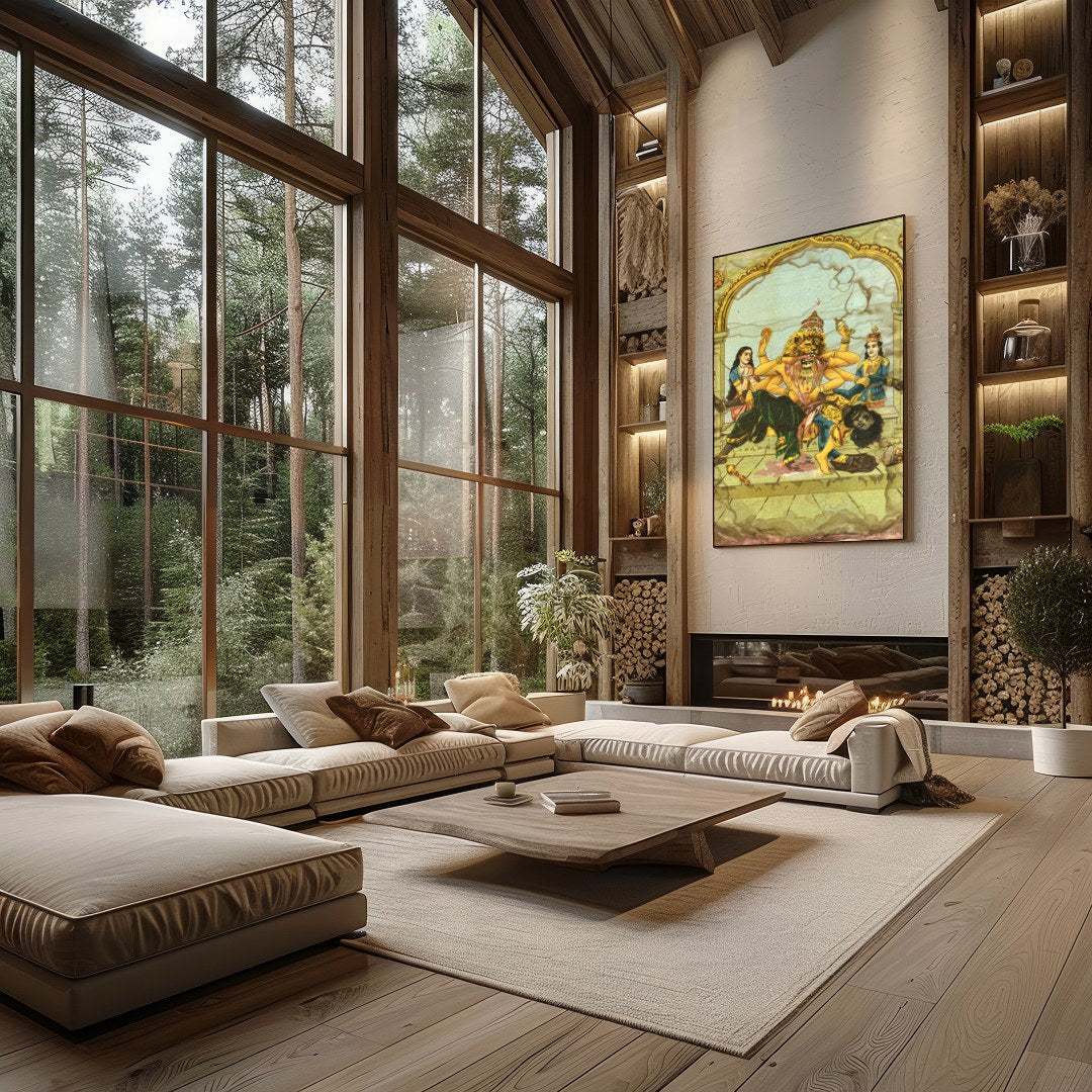 Experience the captivating energy of this intricate artwork, depicting a powerful deity in a moment for Living Room
