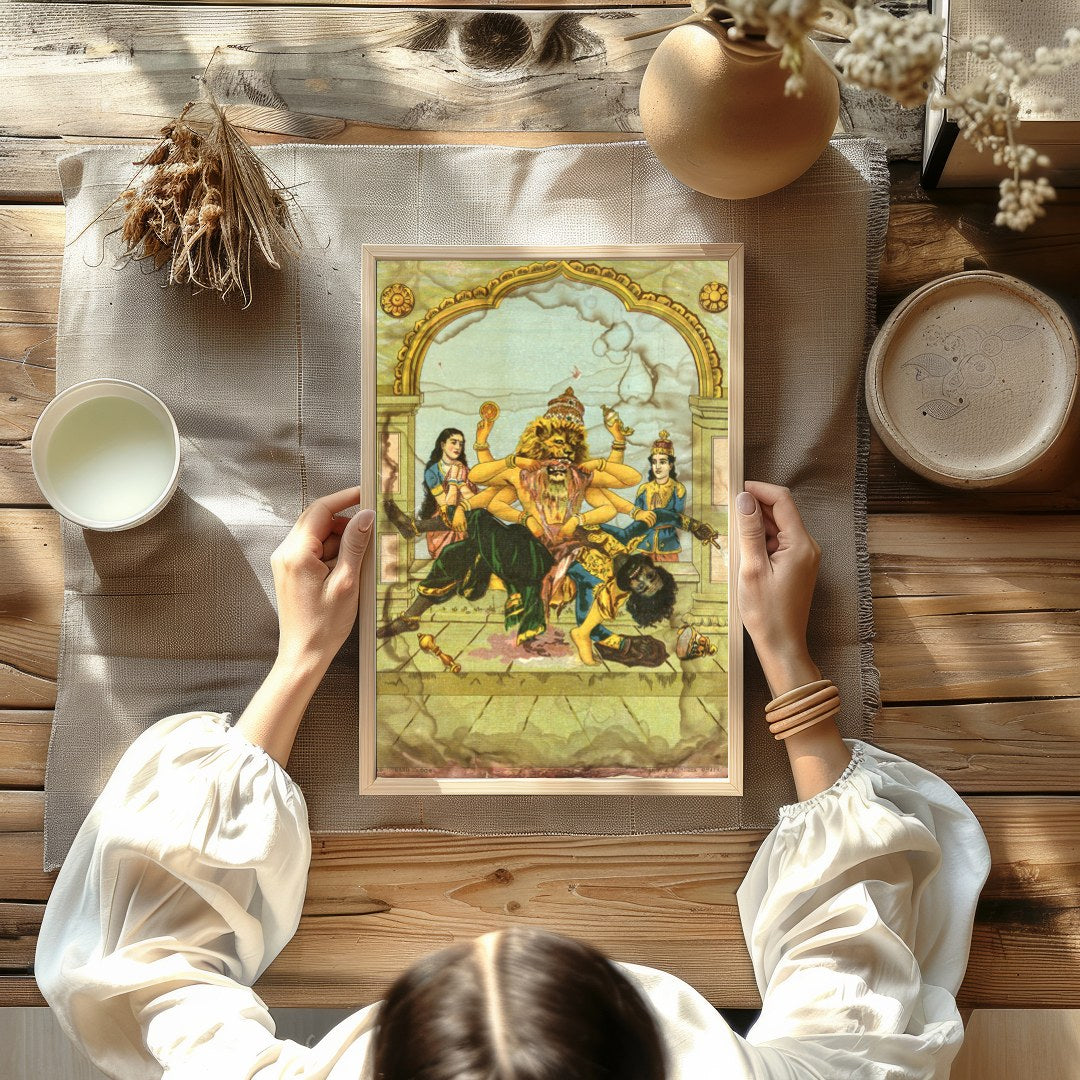 Experience the captivating energy of this intricate artwork, depicting a powerful deity in a moment for studio