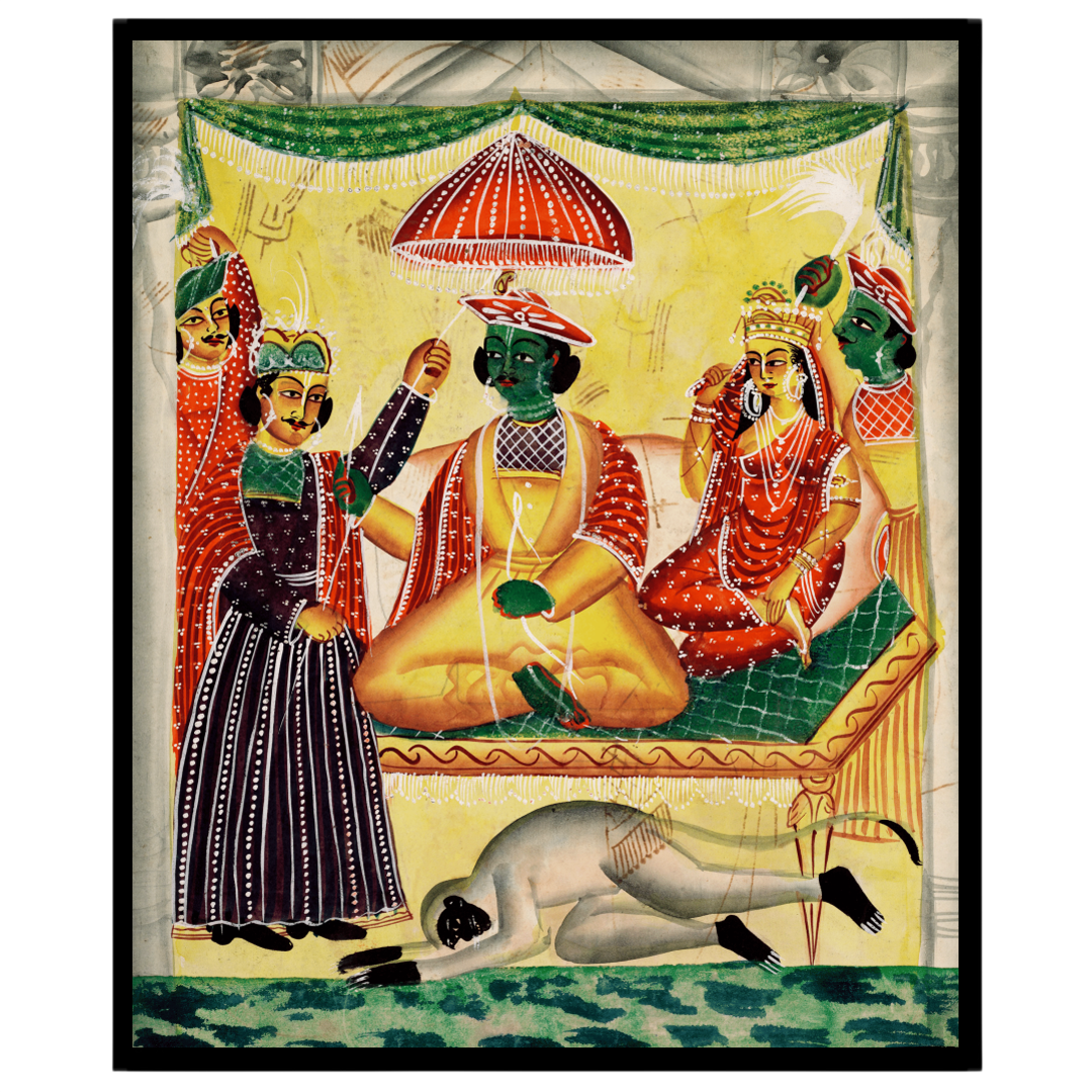 Celebrate the auspicious moment of Rama's coronation alongside Sita in this beautifully detailed for hallway