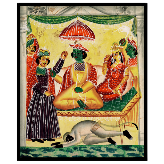 Celebrate the auspicious moment of Rama's coronation alongside Sita in this beautifully detailed for hallway