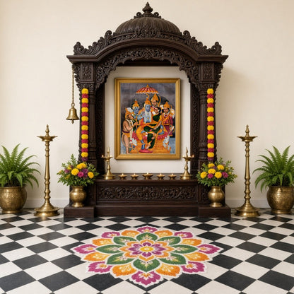 Celebrate the divine legends of the Ramayana with an exquisite illustration capturing Lord Rama's for Home Temple