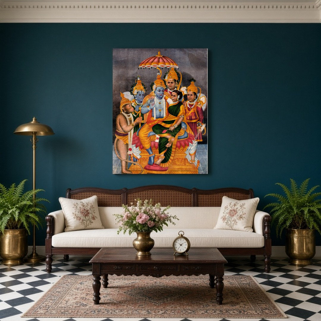 Celebrate the divine legends of the Ramayana with an exquisite illustration capturing Lord Rama's for Living Room